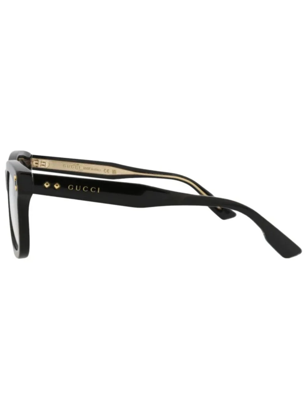 New Gucci Women's Eyeglasses Square Rectangle Acetate Frame Black Black